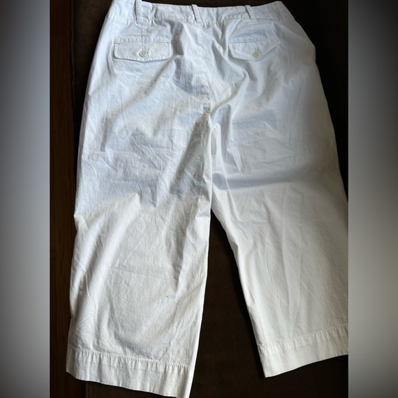 Talbots White Stretch Straight Leg Ankle Cropped Pants High Rise Size 14P - Picture 7 of 13